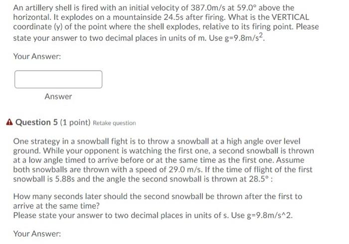 Solved An artillery shell is fired with an initial velocity | Chegg.com