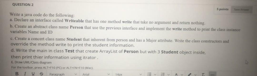 Solved QUESTION 2 5 points Write a java code do the | Chegg.com