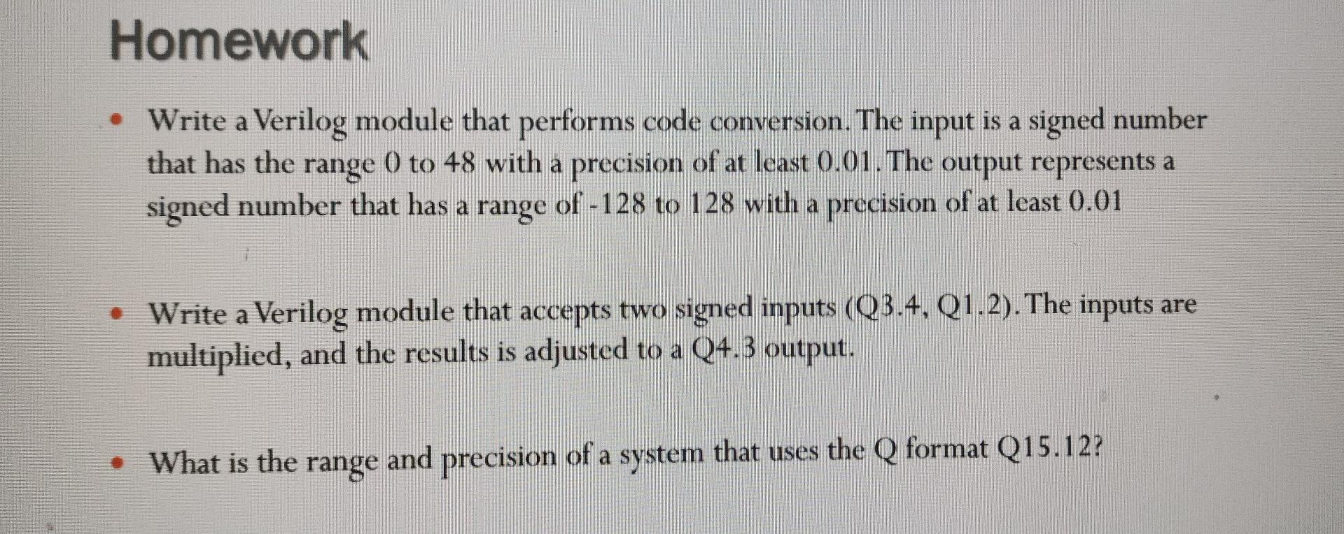 Solved Homework • Write A Verilog Module That Performs Code | Chegg.com