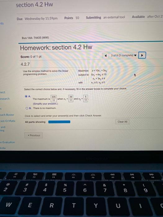 Solved section 4.2 Hw Due Wednesday by 11:59pm Points 10 | Chegg.com