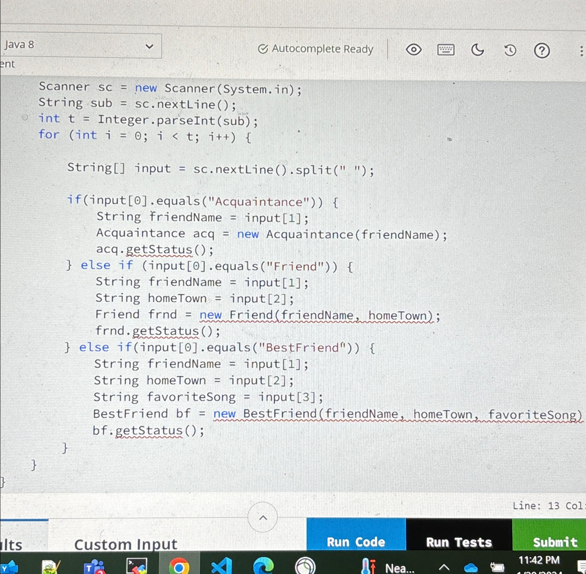 Solved Java 8Autocomplete Ready(3)(?)entScanner sc = ﻿new | Chegg.com