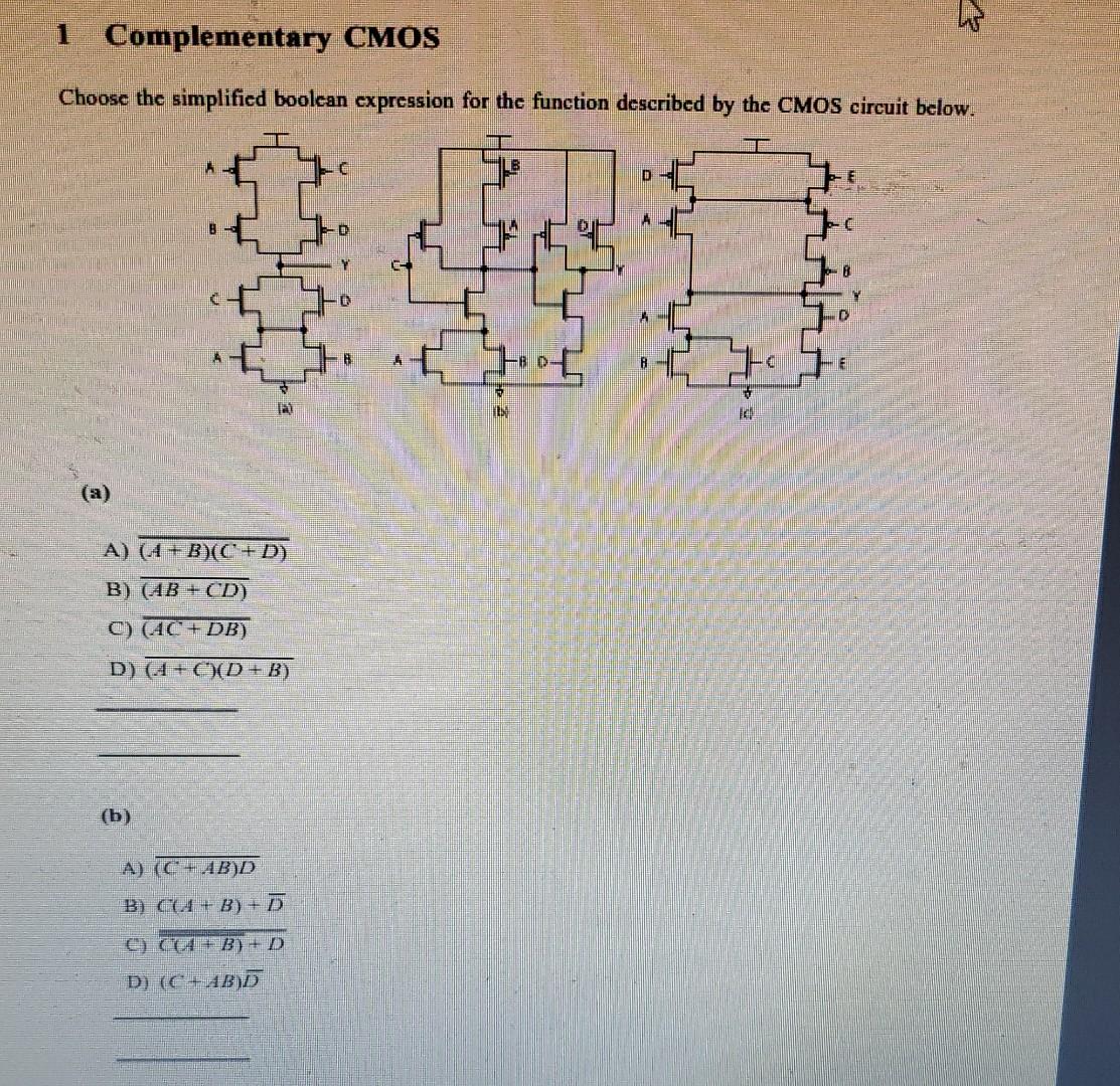 Solved Choose The Simplified Boolean Expression For The | Chegg.com