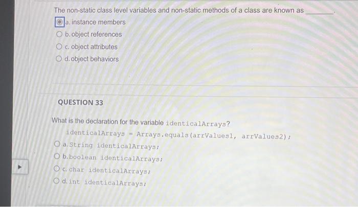 Solved The non-static class level variables and non-static | Chegg.com