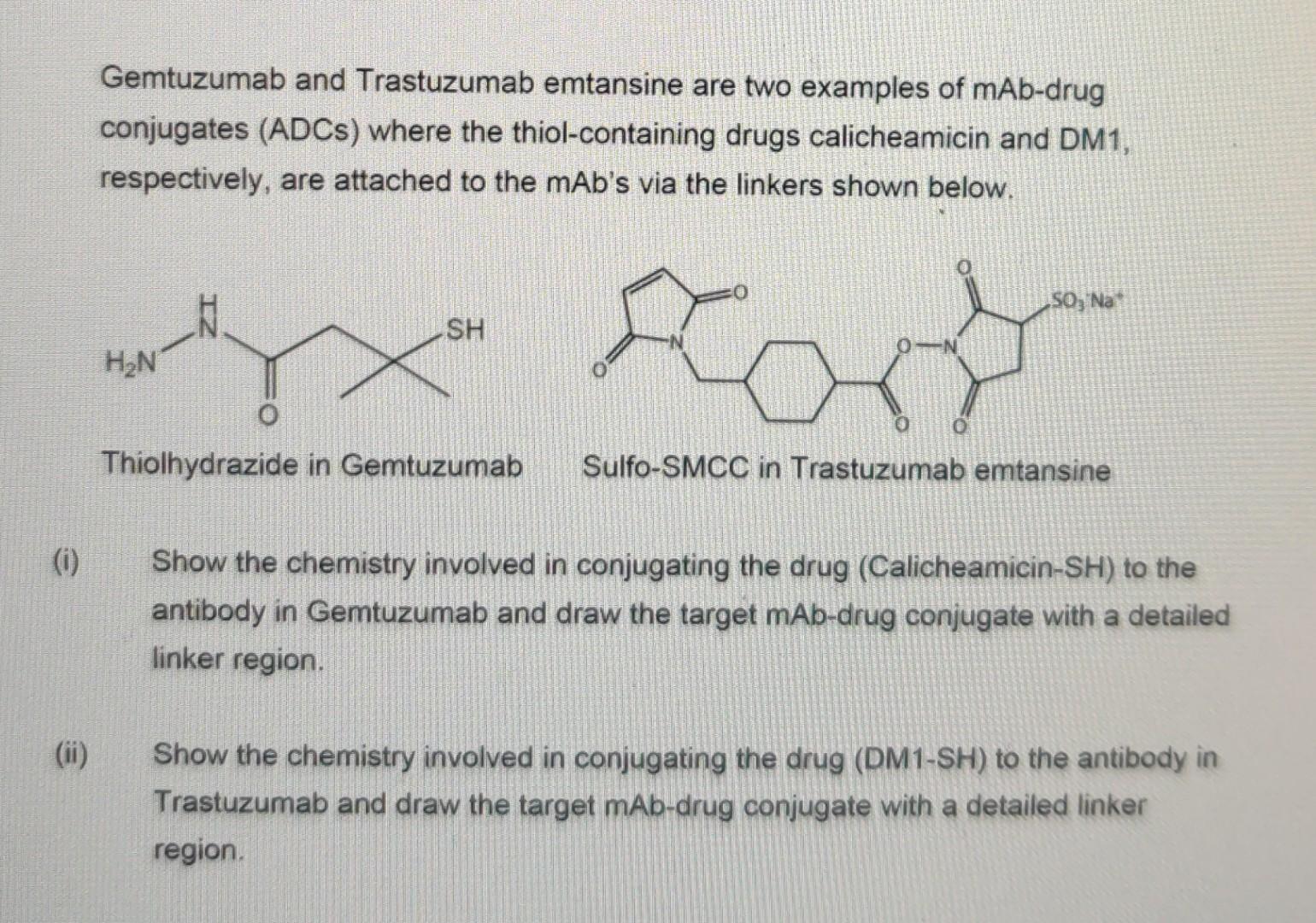 Solved Gemtuzumab and Trastuzumab emtansine are two examples | Chegg.com