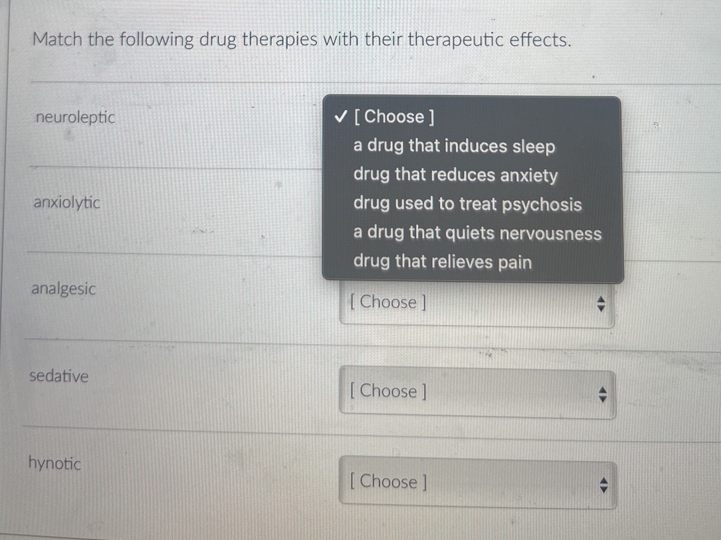 Solved Match the following drug therapies with their | Chegg.com