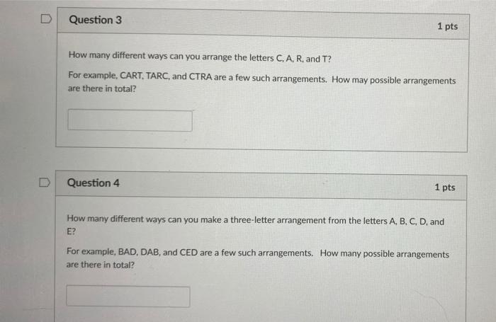 Solved Question 3 1 Pts How Many Different Ways Can You Chegg Com