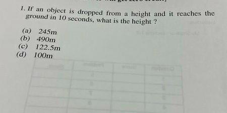 Solved 1. If An Object Is Dropped From A Height And It | Chegg.com