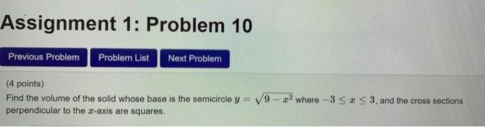 Solved Assignment 1: Problem 10 Previous Problem Problem | Chegg.com