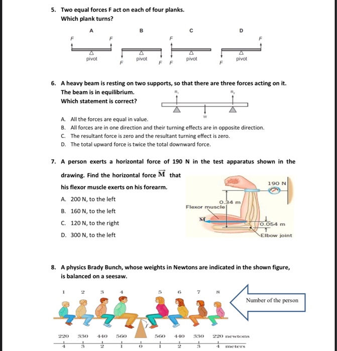 Solved 5 Two Equal Forces Fact On Each Of Four Planks W Chegg Com