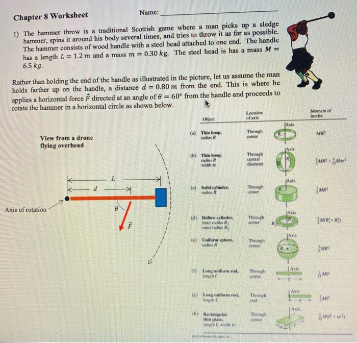 Solved Chapter 8 Worksheet Nar 1) The hammer throw is a