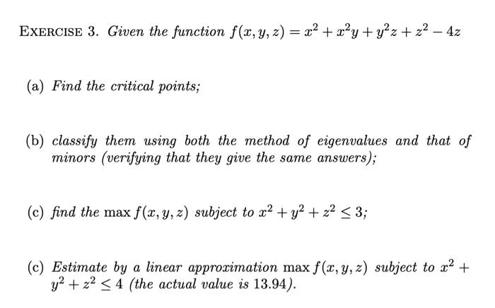 Solved Exercise 3 Given The Function