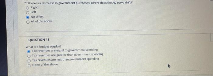 Solved "If there is a decrease in government purchases, | Chegg.com