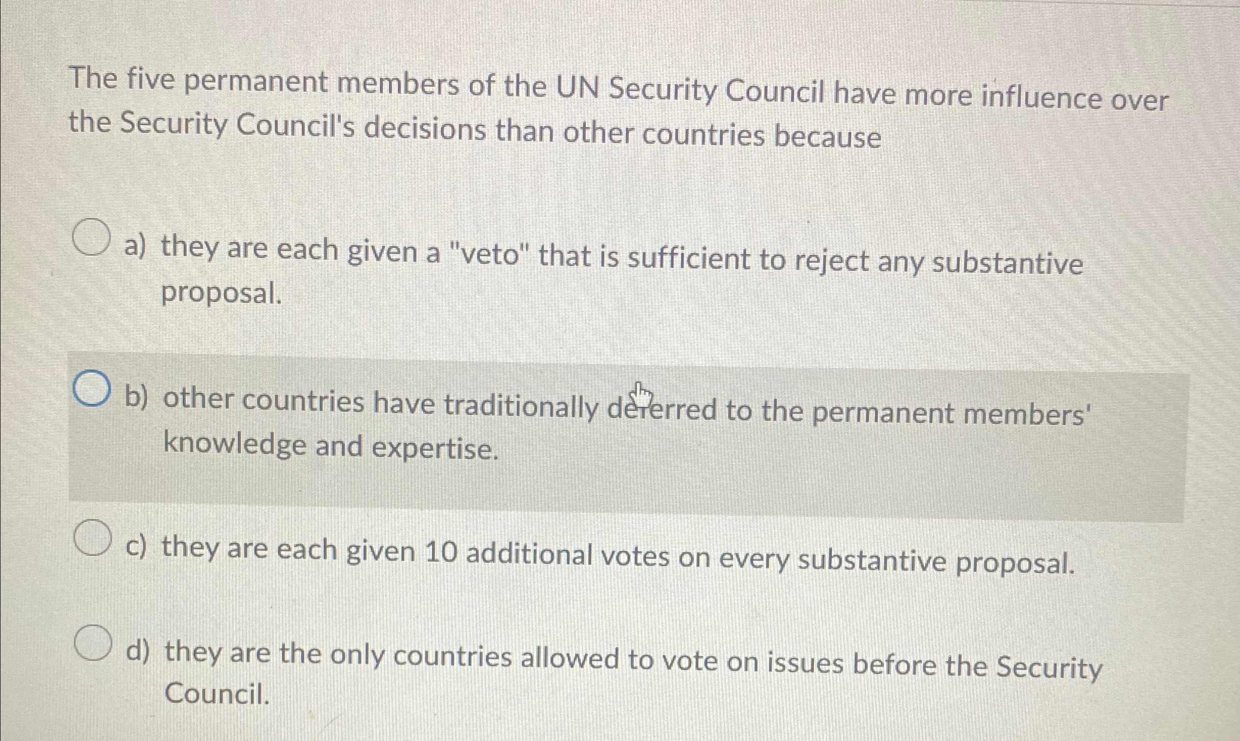 Solved The five permanent members of the UN Security Council | Chegg.com