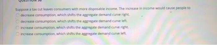Solved Suppose a tax cut leaves consumers with more | Chegg.com