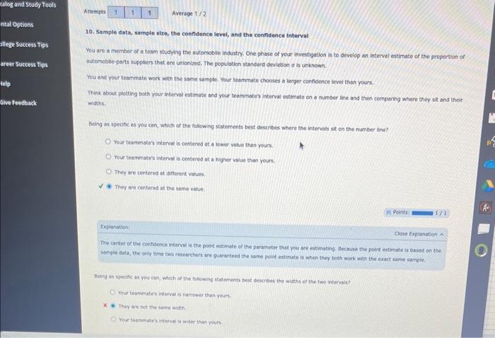 Solved Attempts Average 1/2 10. Sample data, sample size, | Chegg.com