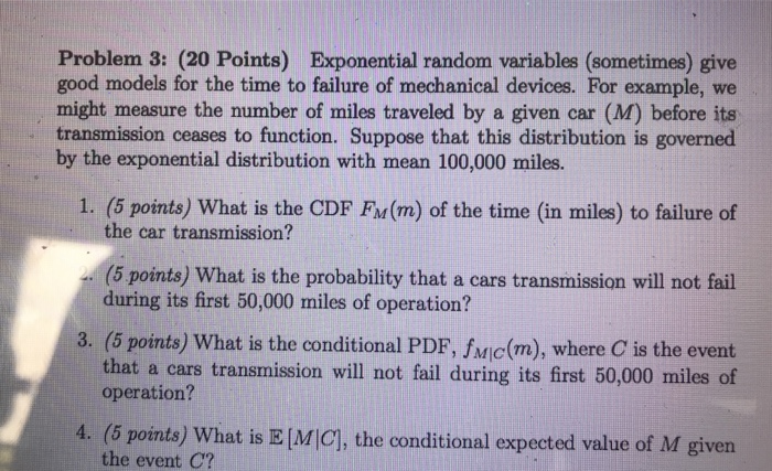 Solved Problem 3: (20 Points) Exponential random variables | Chegg.com