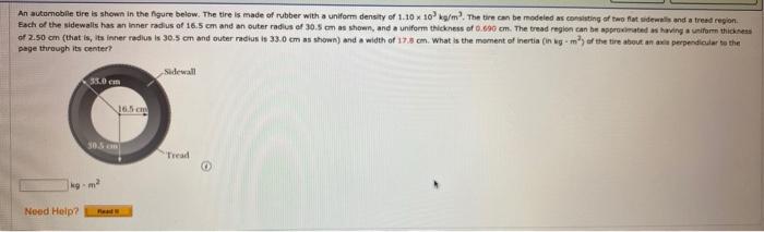 Solved An automobile tire is shown in the figure below. The | Chegg.com