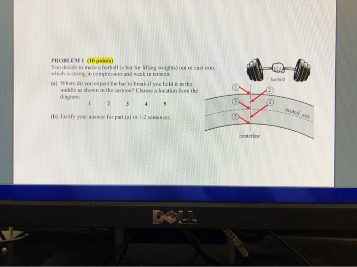 Barbell Math Solved PROBLEMI (10 points) You decide to make a barbell (a | Chegg.com
