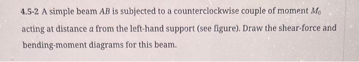 Solved 4.5-2 A simple beam AB is subjected to a | Chegg.com