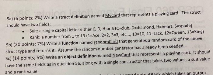 Solved 5a) (6 points; 2%) Write a struct definition named | Chegg.com