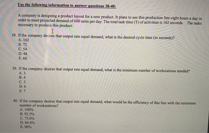 Solved Use the following information to answer questions | Chegg.com