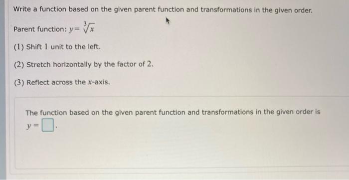 Solved Write a function based on the given parent function | Chegg.com
