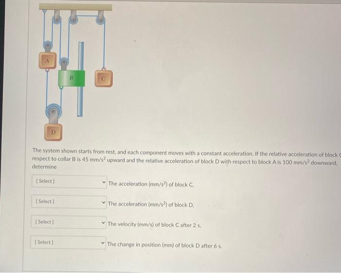 Solved B The system shown starts from rest, and each | Chegg.com