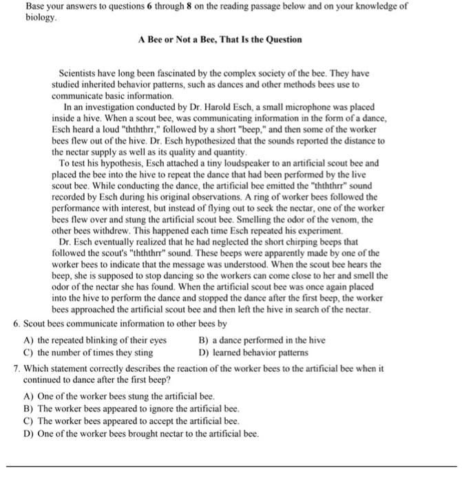 Solved Base your answers to questions 6 through 8 on the | Chegg.com