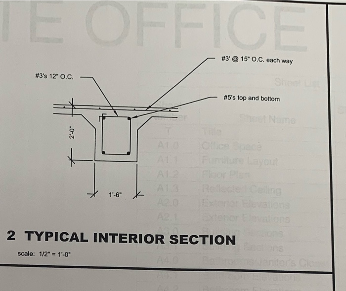 #3 @ 15 o.c. each way #3s 12 o.c. - #5s top and bottom 2.0 x * 1.6 x 2 typical interior section scale: 1/2° =