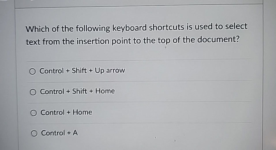 what is the keyboard shortcut used to select all text responses
