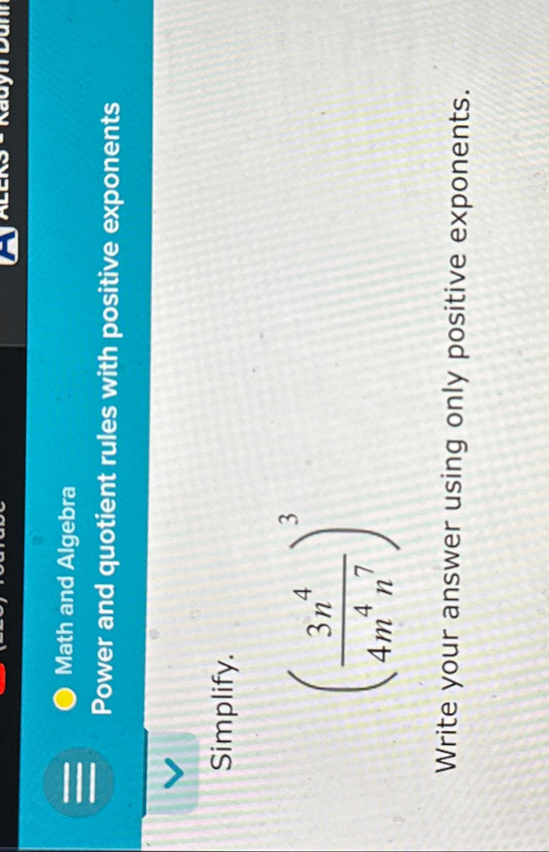 power and quotient rules with positive exponents