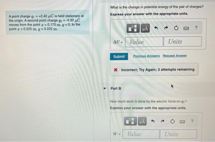 Solved What is the change in potential energy of the pair of | Chegg.com