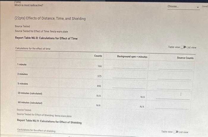 (22pts) Effects of Distance, Time, and Shielding | Chegg.com