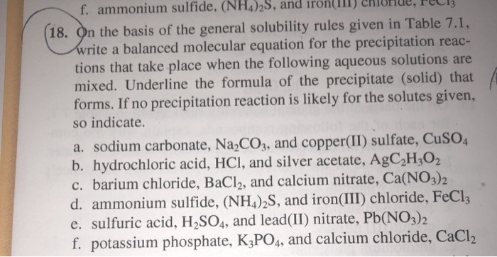 Solved 18 On The Basis Of The General Solubility Rules 9121