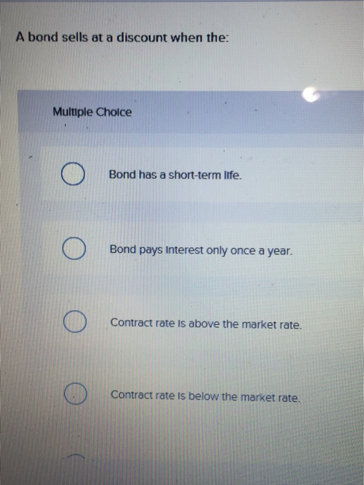 Solved A bond sells at a discount when the Multiple Choice