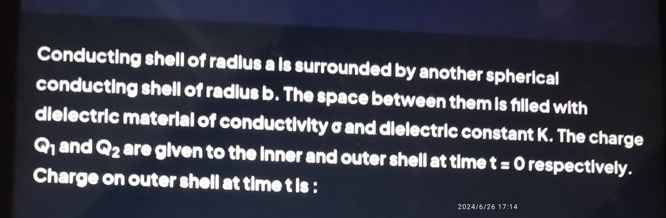 [Solved]: Conducting shell of radlus a is surrounded by a