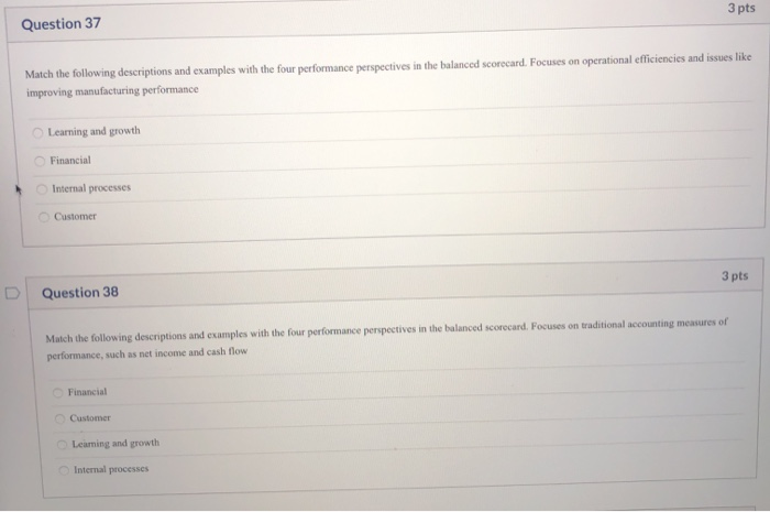 Solved Question 36 3 pts Match the following descriptions | Chegg.com