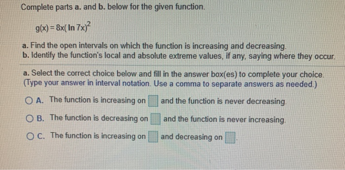 Solved Complete Parts A. And B. Below For The Given | Chegg.com