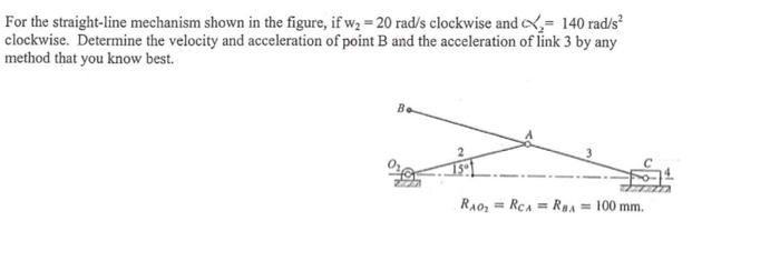 Solved For the straight-line mechanism shown in the figure, | Chegg.com