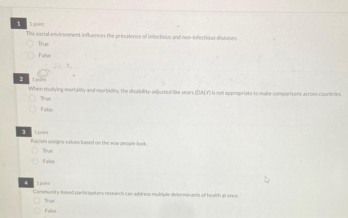 Solved 1 point The social environment influences the | Chegg.com