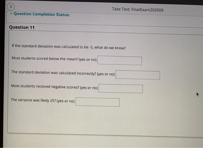 Solved Take Test: FinalExam202009 Question Completion | Chegg.com