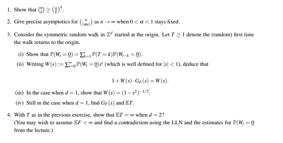 Solved 1. Show that () > () 2. Give precise asymptotics for | Chegg.com