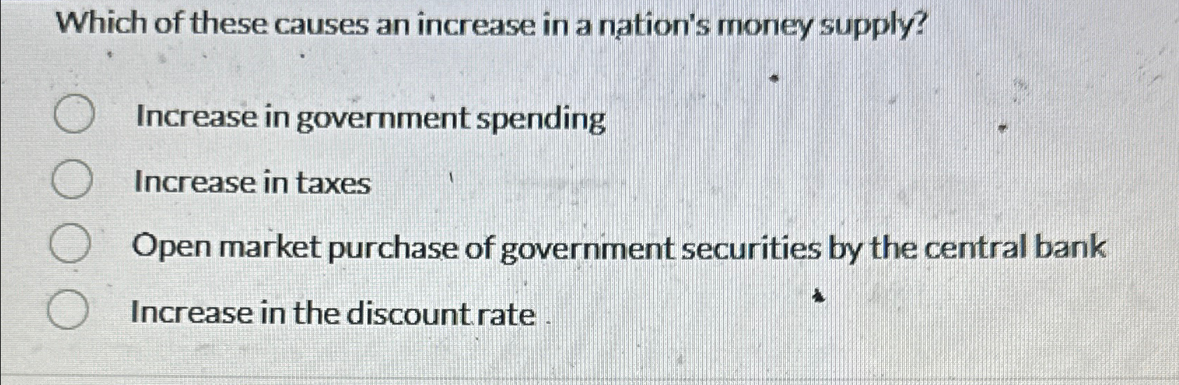 Solved Which of these causes an increase in a nation's money | Chegg.com
