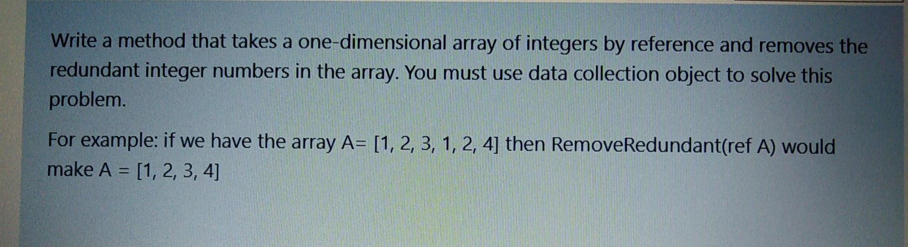 Solved Write a method that takes a one-dimensional array of | Chegg.com