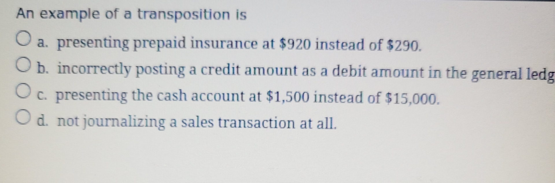 Solved An example of a transposition isa. ﻿presenting | Chegg.com