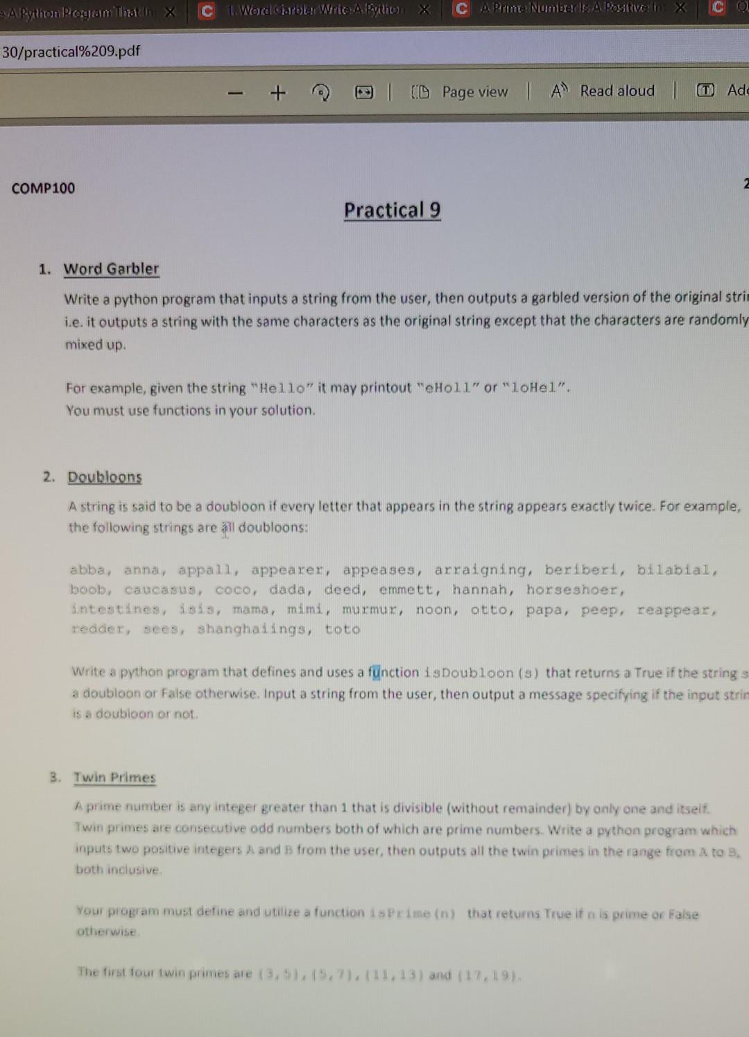 Solved 1. Word Garbler Write a python program that inputs a | Chegg.com