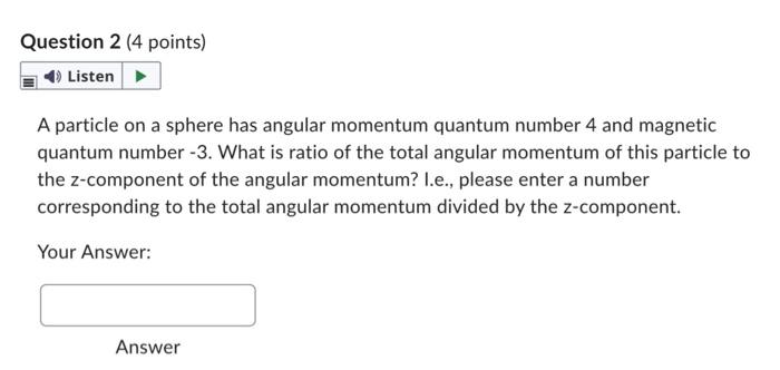 Solved A particle on a sphere has angular momentum quantum | Chegg.com