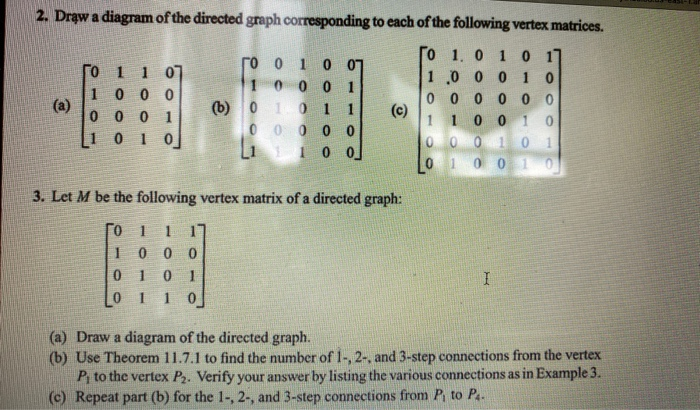 Solved 2. Draw a diagram of the directed graph corresponding | Chegg.com