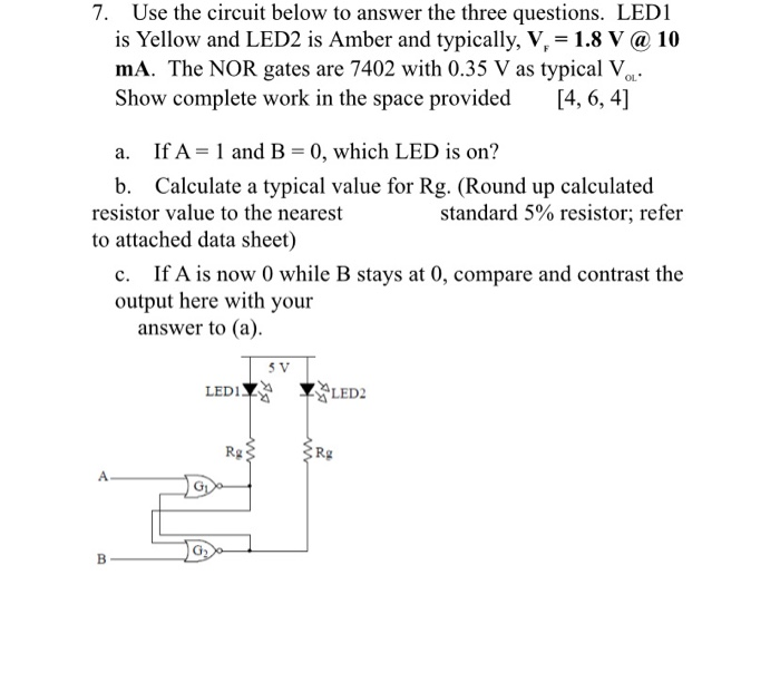 Solved 7. Use the circuit below to answer the three | Chegg.com | Chegg.com