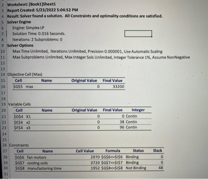Solved Question number 3 Using excel solver, solve the | Chegg.com